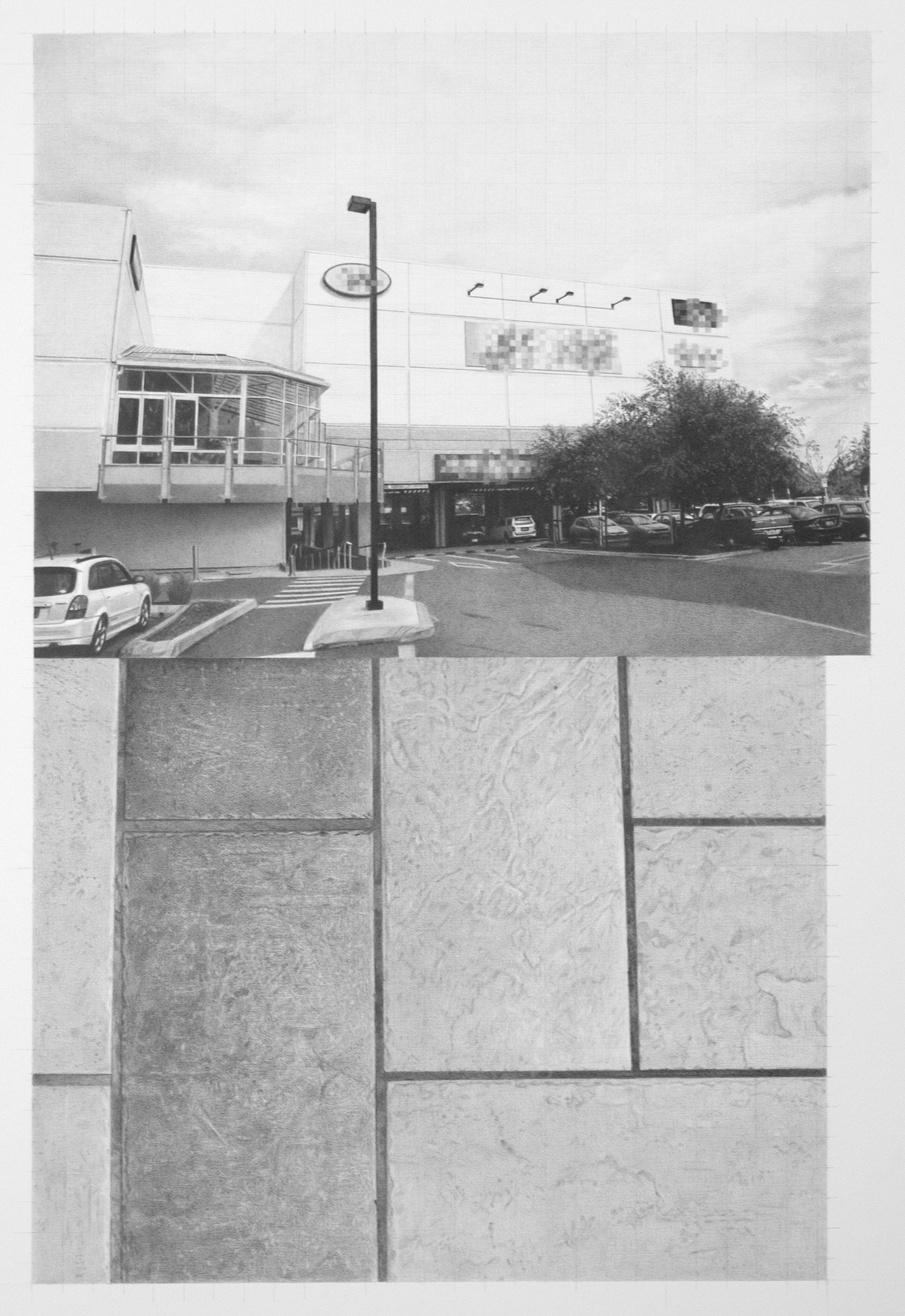 Mall, 2009, graphite on paper, 41.2 x 27.6cm