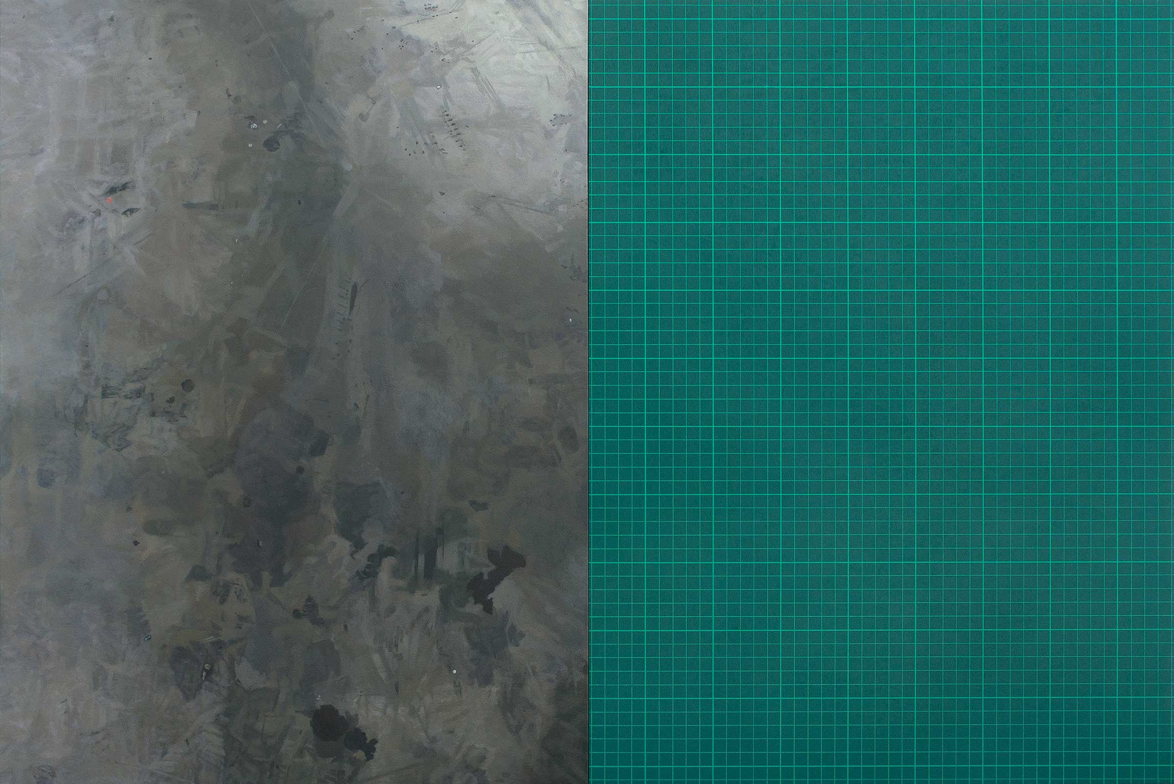Concrete with Grid 3, 2016, acrylic on board, two parts, 58 x 87cm