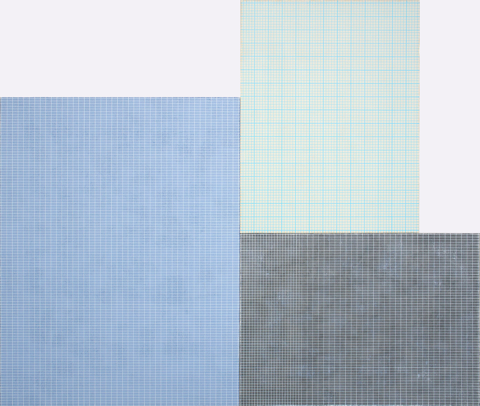 Three Grids, 2016, acrylic on board (three panels), 760 x 870mm