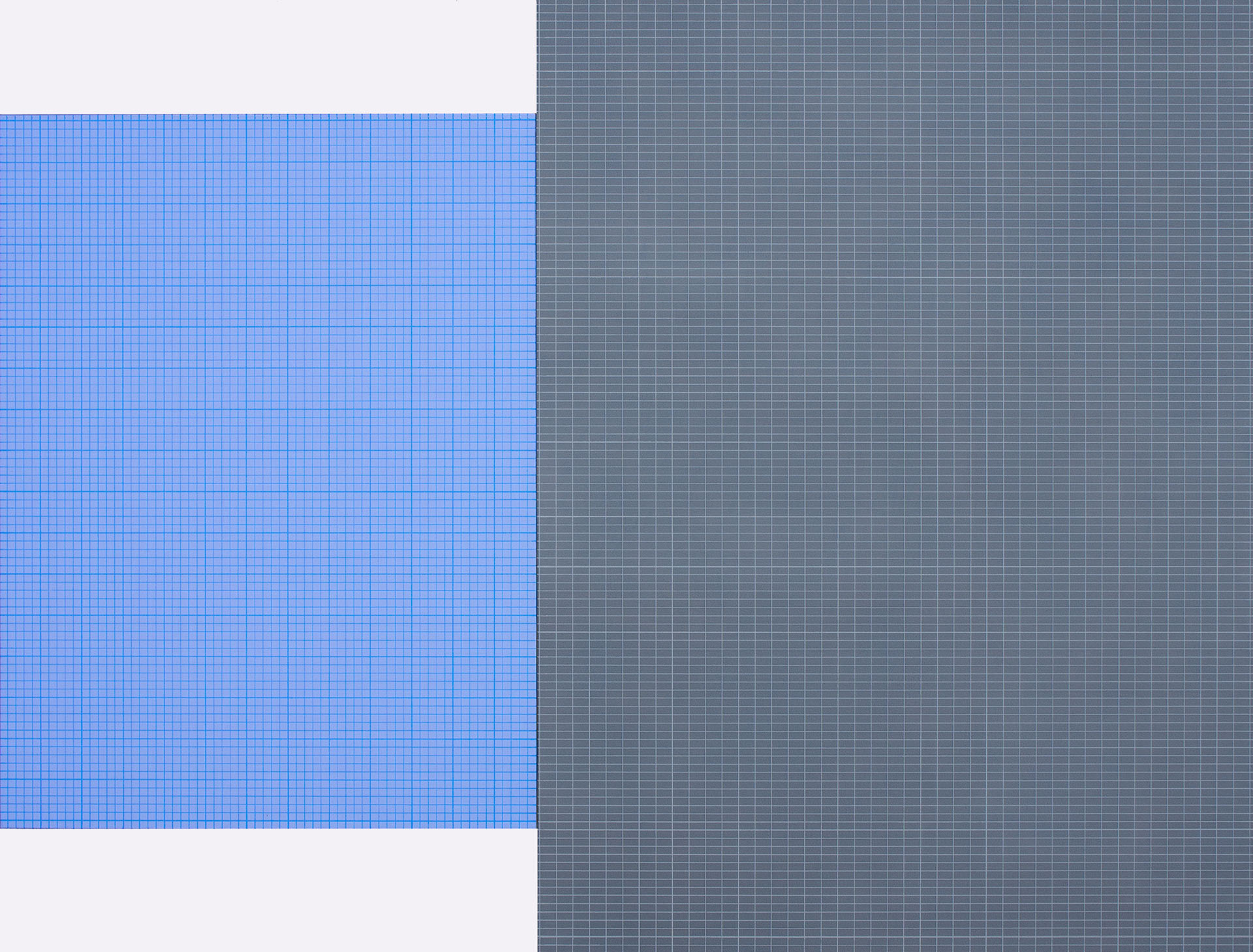Blue Grid, Grey Grid, 2018, acrylic on board (two panels), 580 x 760mm