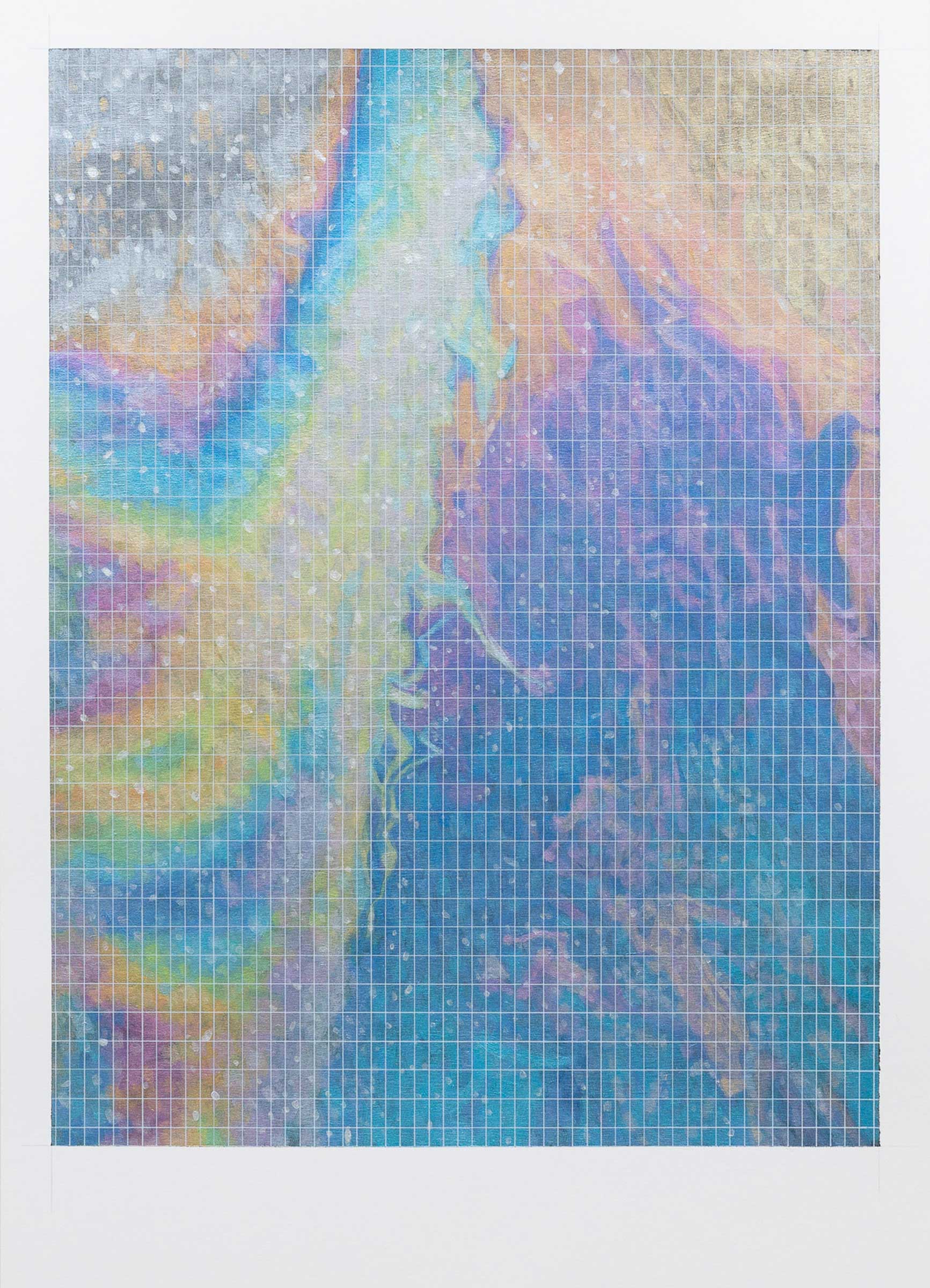 Oil Slick with Grid, 2020, acrylic on Bristol board, 38.3 x 28.5cm. Photo: Sam Hartnett