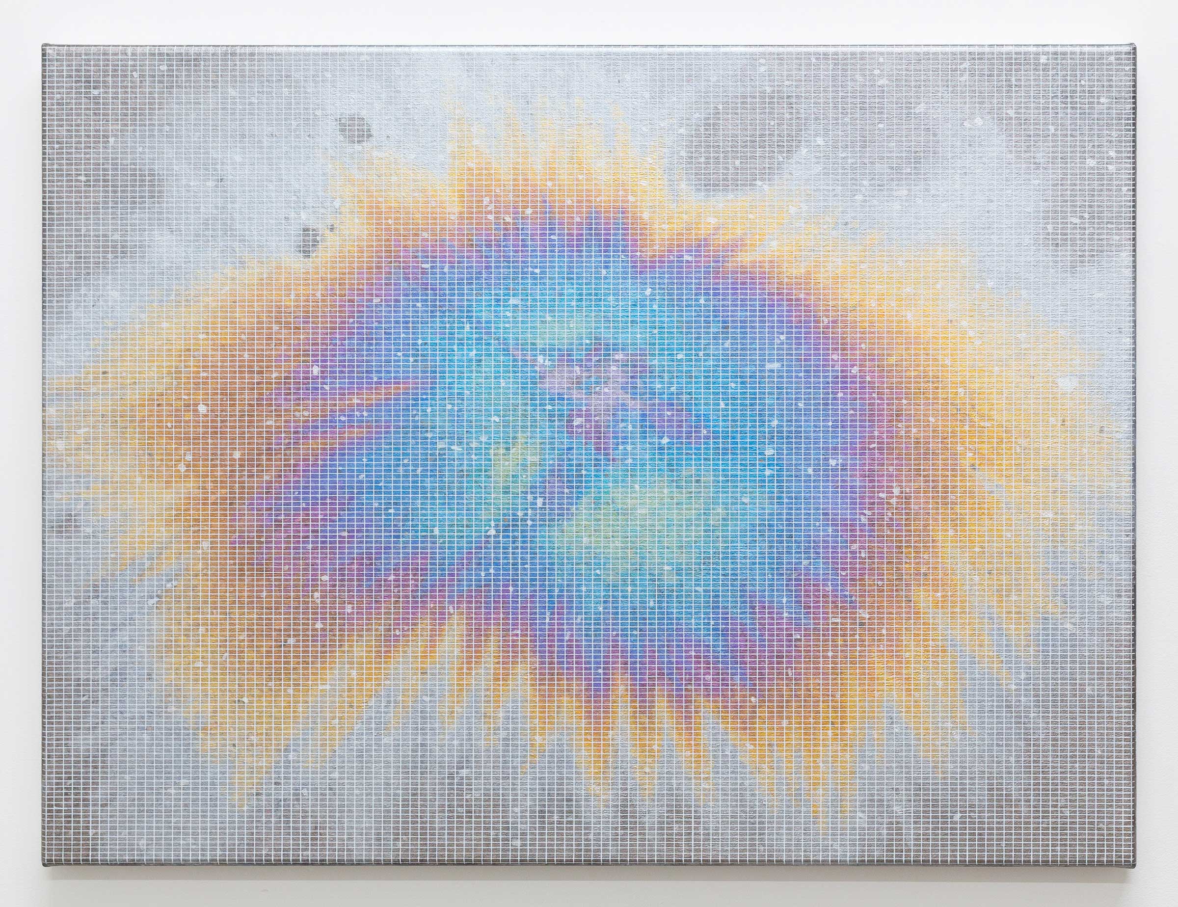 Oil Slick with Grid 6, 2022, acrylic on linen, 45 x 60cm