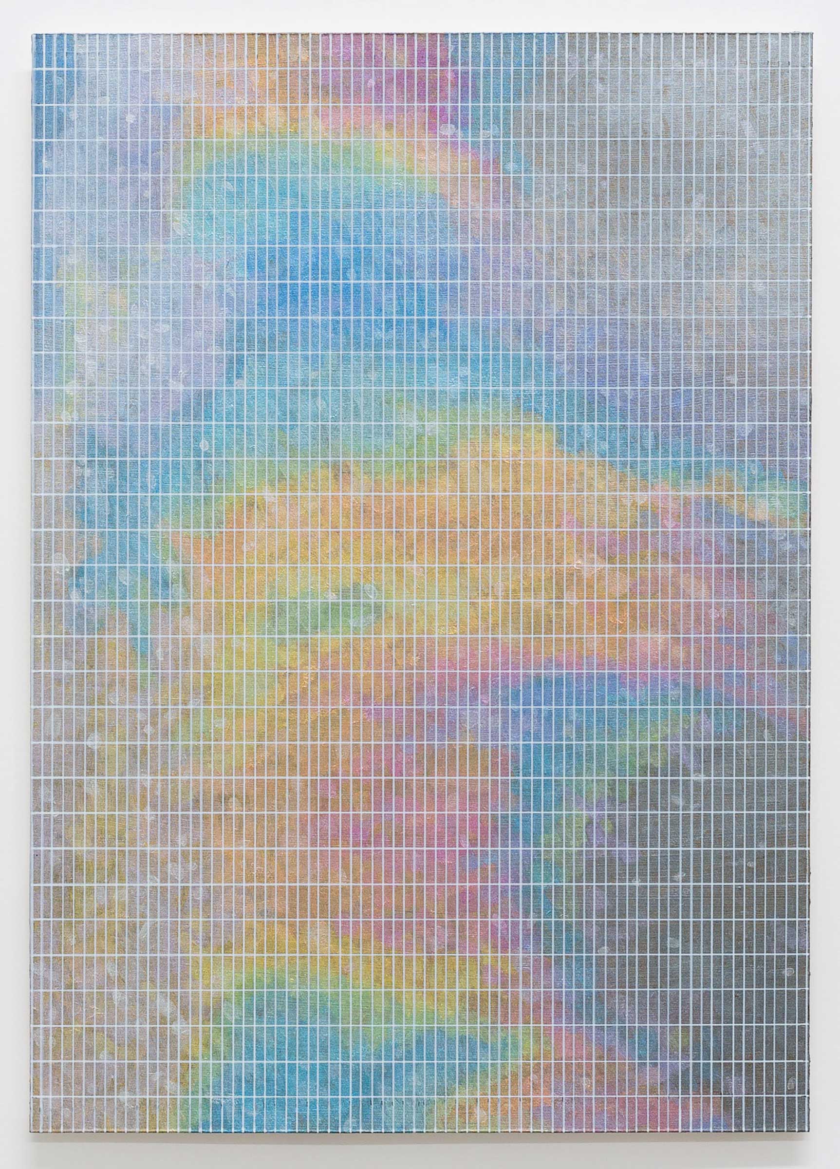 Oil Slick with Grid 3, 2020, acrylic on Bristol board, 31 x 22cm