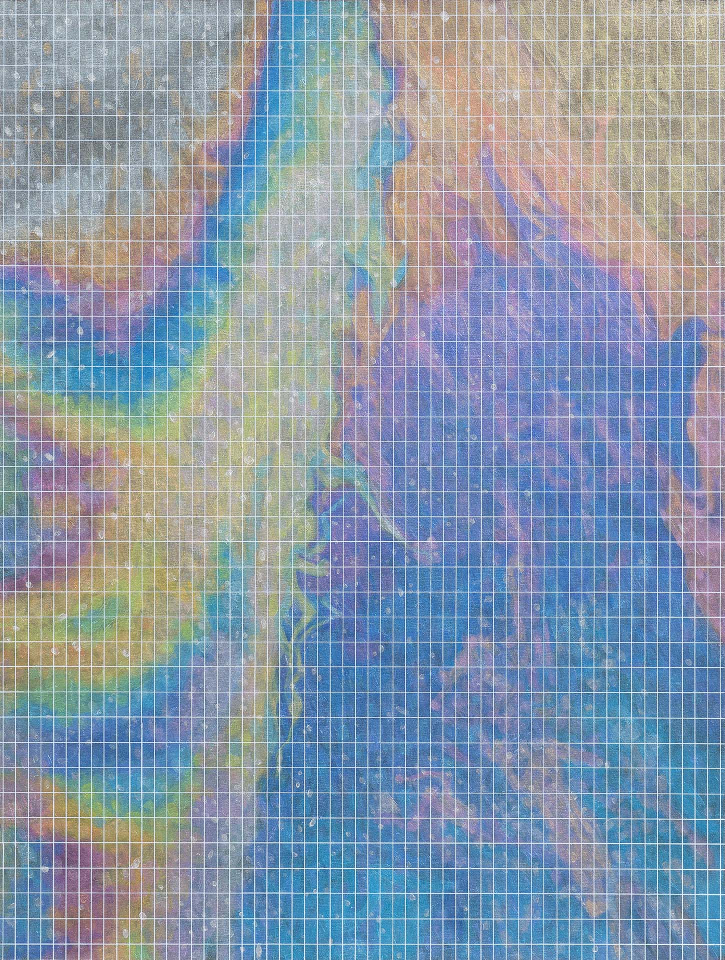 Oil Slick with Grid, 2020, acrylic on bristol board, 383 x 285mm. Photo: Sam Hartnett
