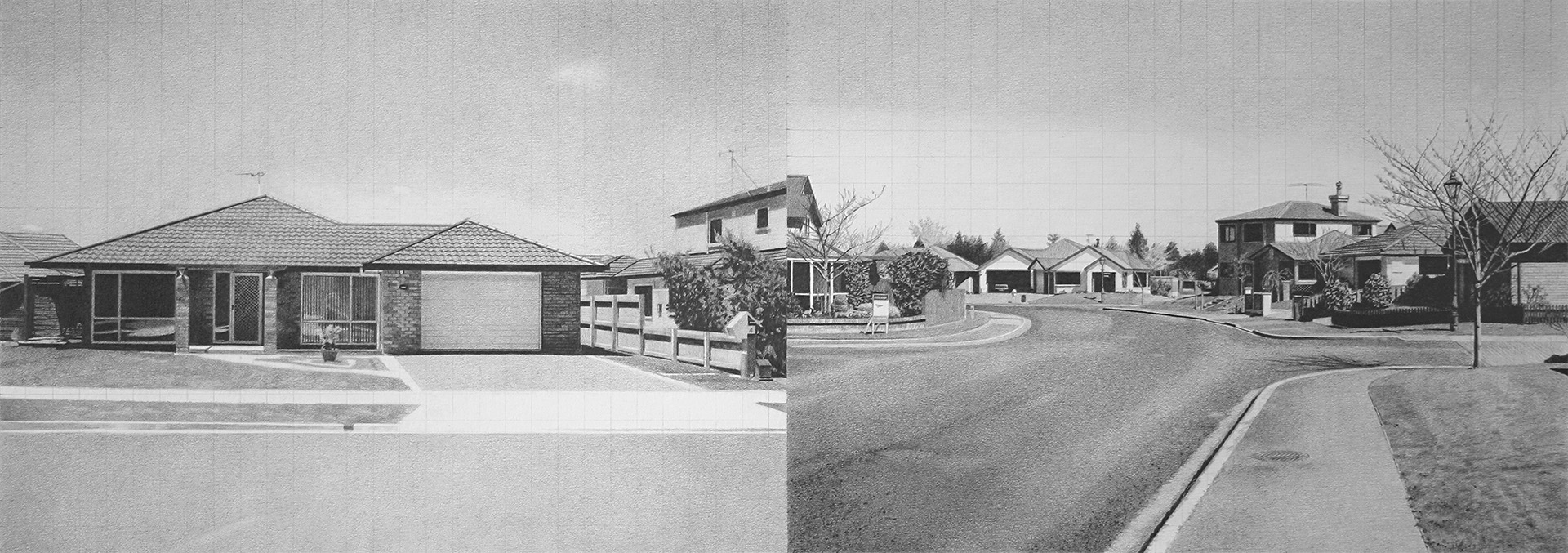 Sunny Days in Hamilton and Mosgiel, 2005, graphite on paper, 210 x 592mm, private collection